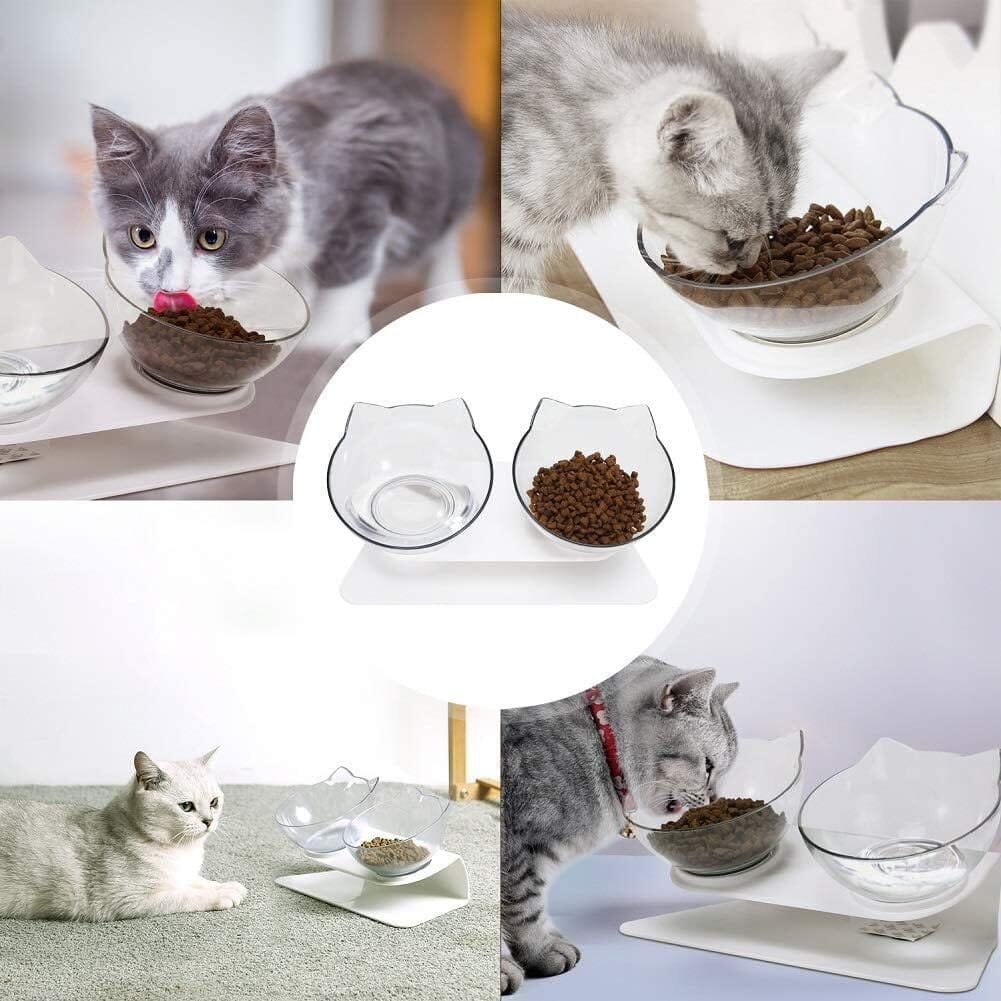 Gamelle Chat - CatDoubleBowl™ - Transparent - Le Coin Des Félins